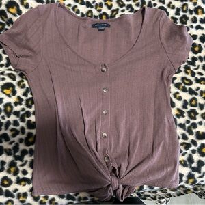 American Eagle Outfitters Women's Purple Button-Down Top